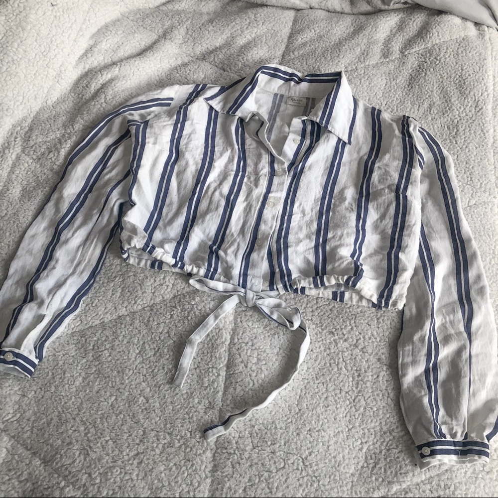 American Eagle John Galt striped collared shirt